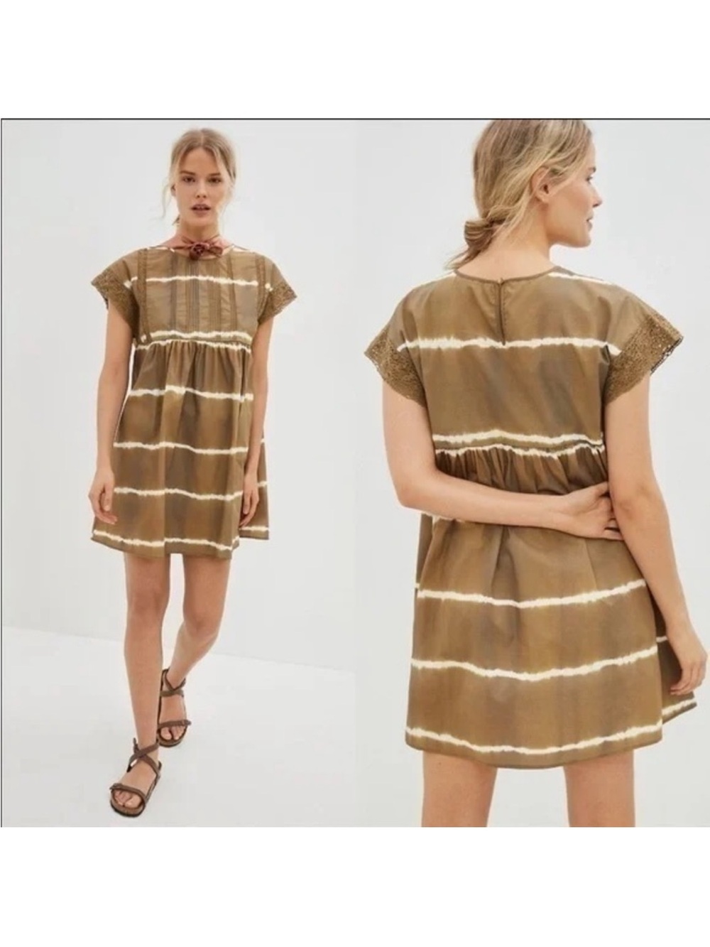 COREY LYNN CALTER • Anthropologie Brigid Brown Tie Dye Babydoll Tunic Dress S